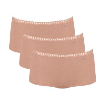 Sloggi Trusser 3P GO Crush Hipster Shorts Lysbrun  bomuld X-Small Dame