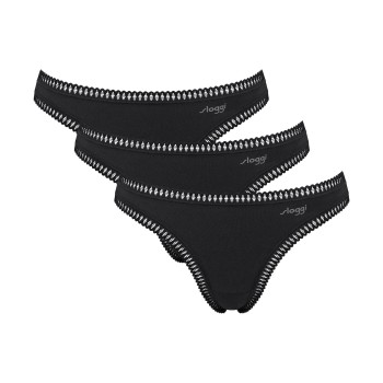 Sloggi Trusser 3P GO Crush String Sort bomuld Small Dame