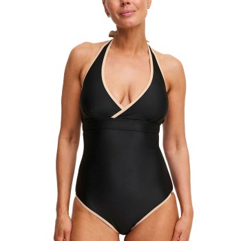 Swegmark Haiti Halterneck Swimsuit Sort m Beige D/E 42 Dame