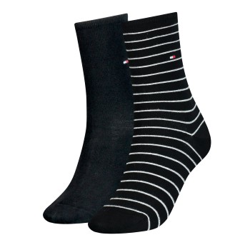 Tommy Hilfiger Strømper 2P Classic Small Stripe Socks Sort Str 35/38 Dame