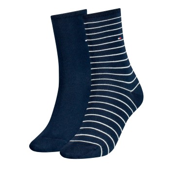 Tommy Hilfiger Strømper 2P Classic Small Stripe Socks Mørkblå Str 35/38 Dame