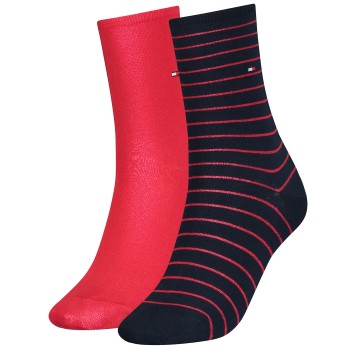 Tommy Hilfiger Strømper 2P Classic Small Stripe Socks Marine/Rød Str 39/42 Dame