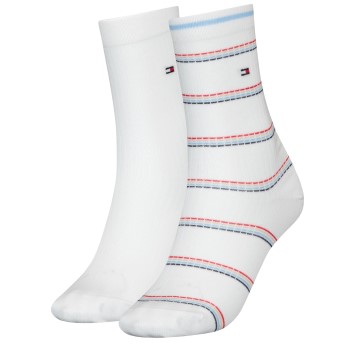 Tommy Hilfiger Strømper 2P Coastal Stripe Tencel Socks Hvid m Rand Str 39/42