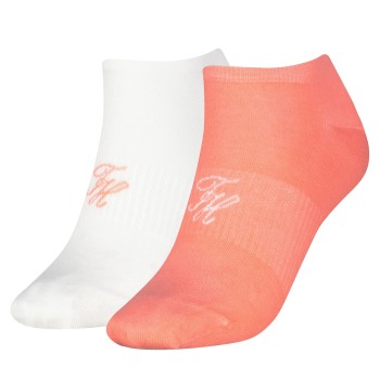 Tommy Hilfiger Strømper 2P Cotton Blend Logo Sneaker Socks Koral/Hvid Str 35/38 Dame
