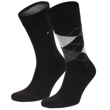 Tommy Hilfiger Strømper 2P Men Sock Check Sort Str 43/46 Herre