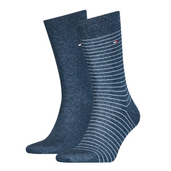 Tommy Hilfiger Strømper 2P Men Sock Stripe Jeansblå Str 43/46 Herre