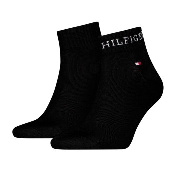 Tommy Hilfiger Strømper 2P Men Tab Quarter Socks Sort Str 43/46 Herre