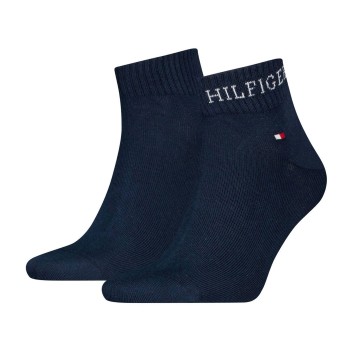 Tommy Hilfiger Strømper 2P Men Tab Quarter Socks Marineblå Str 43/46 Herre