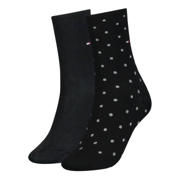 Tommy Hilfiger Strømper 2P Women Dot Sock Sort Str 39/42 Dame