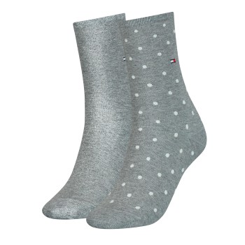 Tommy Hilfiger Strømper 2P Women Dot Sock Grå Str 35/38 Dame