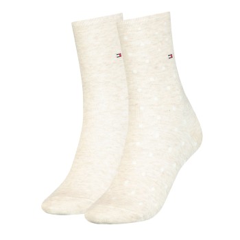 Tommy Hilfiger Strømper 2P Women Dot Sock Vanille Str 35/38 Dame