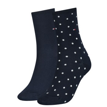 Tommy Hilfiger Strømper 2P Women Dot Sock Marineblå Str 39/42 Dame