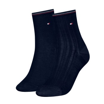 Tommy Hilfiger Strømper 2P Women Shine Short Socks Marineblå Str 35/38 Dame