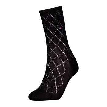 Tommy Hilfiger Tommy Hlfiger Women Premium Argyle Socks Strømper Sort Str 39/42 Dame