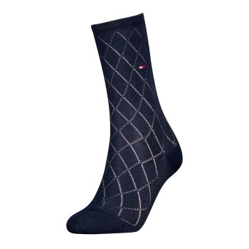 Tommy Hilfiger Tommy Hlfiger Women Premium Argyle Socks Strømper Marineblå Str 35/38 Dame