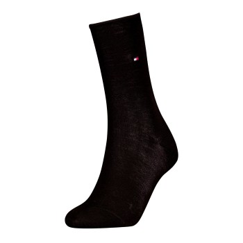 Tommy Hilfiger Tommy Hlfiger Women Roll Top Wool Socks Strømper Sort Str 35/38 Dame