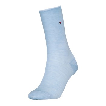Tommy Hilfiger Tommy Hlfiger Women Roll Top Wool Socks Strømper Lyseblå Str 39/42 Dame