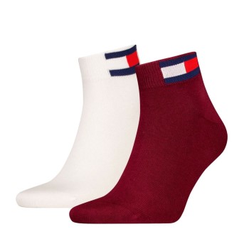 Tommy Hilfiger Tommy Men Uni Flag Quarter Sock Strømper 2P Hvid/Rød Str 35/38