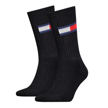 Tommy Hilfiger Tommy Men Uni TJ Flag Socks Strømper 2P Sort Str 35/38