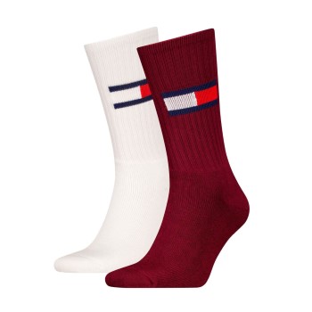 Tommy Hilfiger Tommy Men Uni TJ Flag Socks Strømper 2P Hvid/Rød Str 35/38