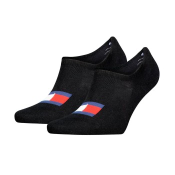 Tommy Hilfiger Tommy Uni TJ Flag Footie Socks Strømper 2P Sort Str 35/38