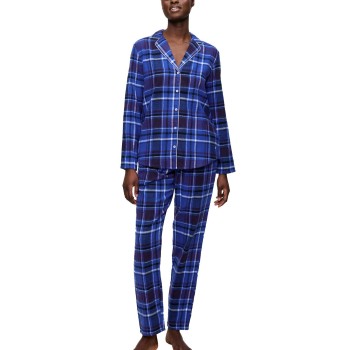 Triumph Boyfriend Long Sleeved Pyjama Set Mørkblå bomuld 46 Dame