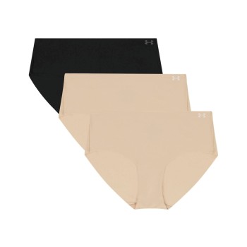 Under Armour Trusser 3P Pure Stretch No Show Hipster Sort m Beige Large Dame