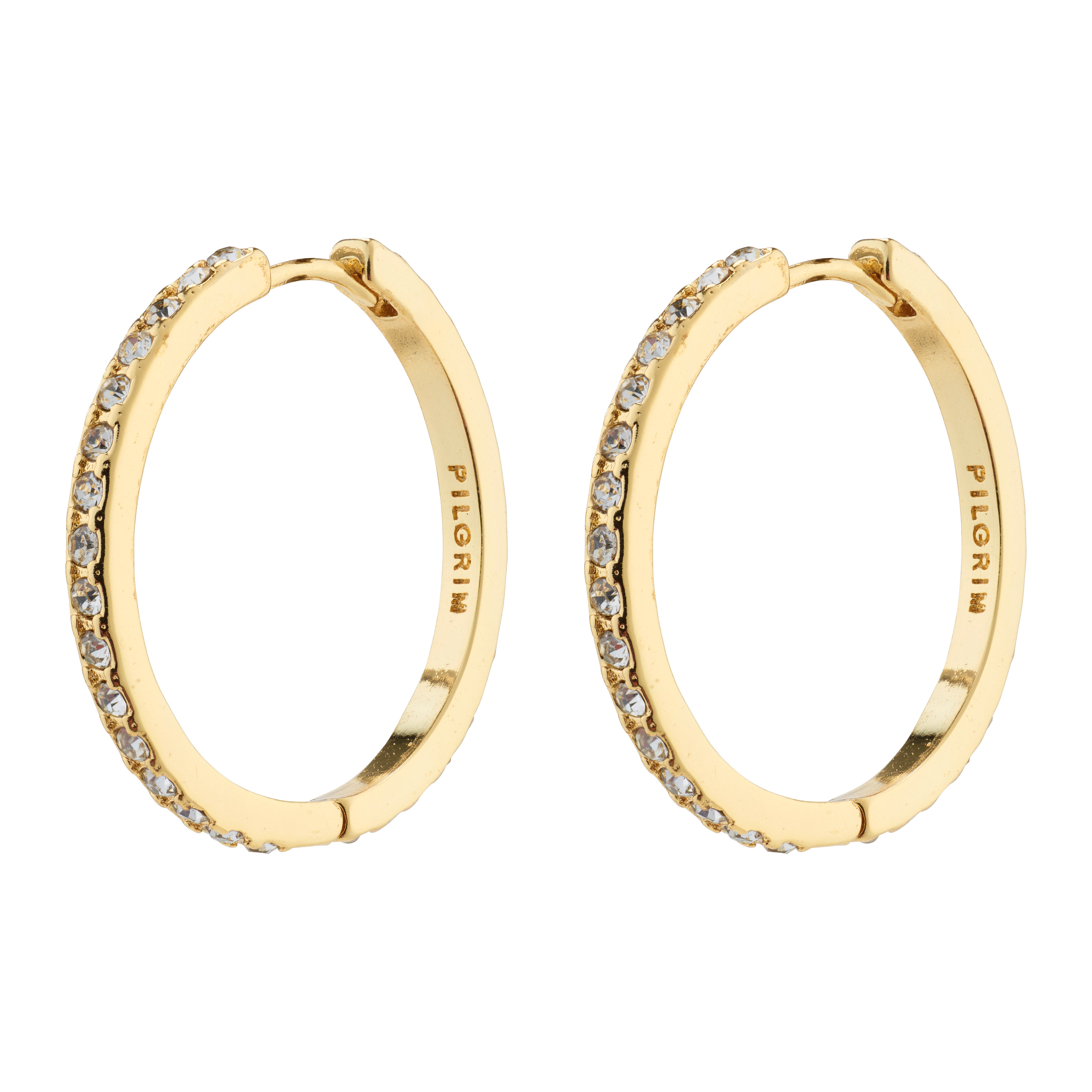 Pilgrim EBNA maxi krystal hoops guldbelagt