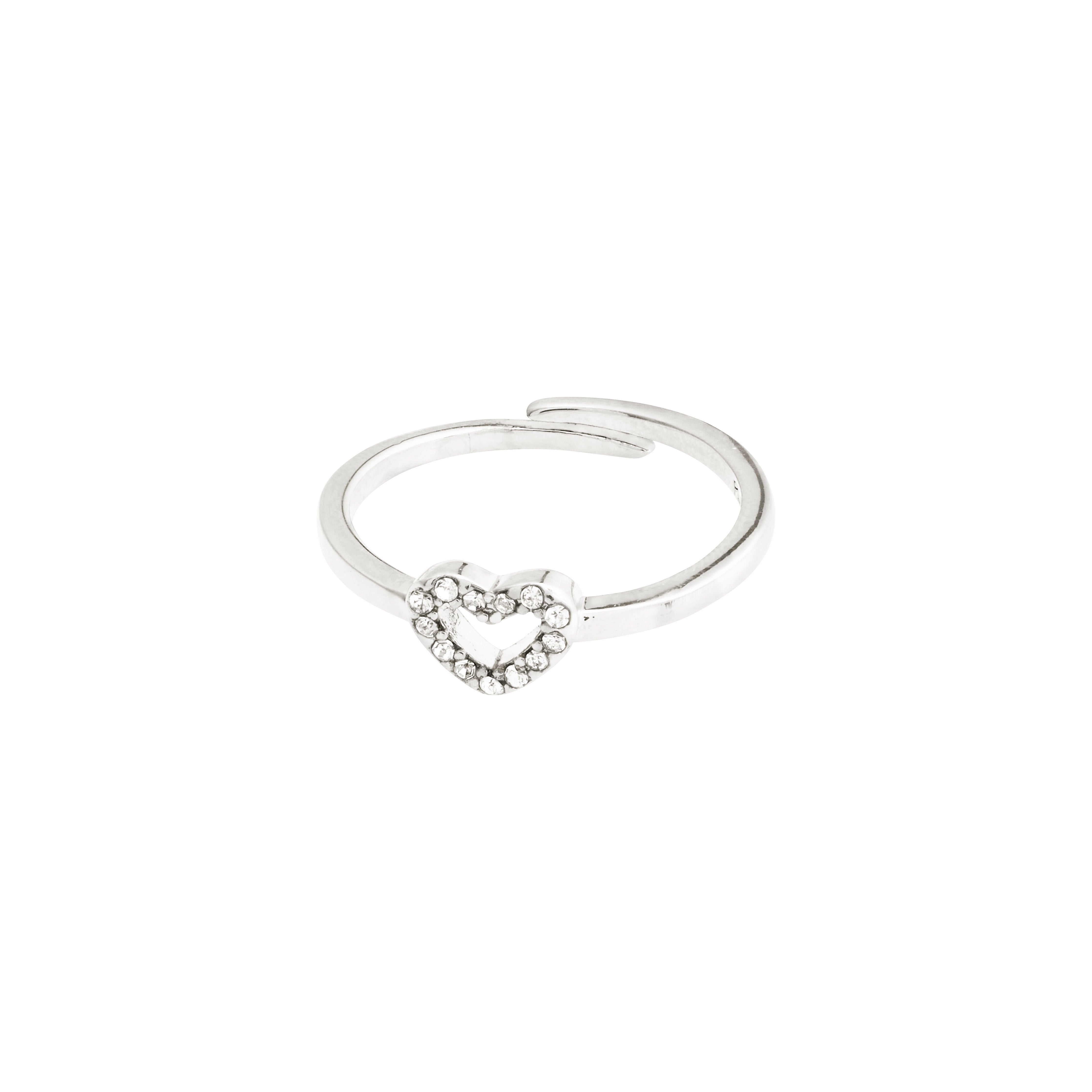 Pilgrim LULU krystal hjerte stack ring sølvbelagt