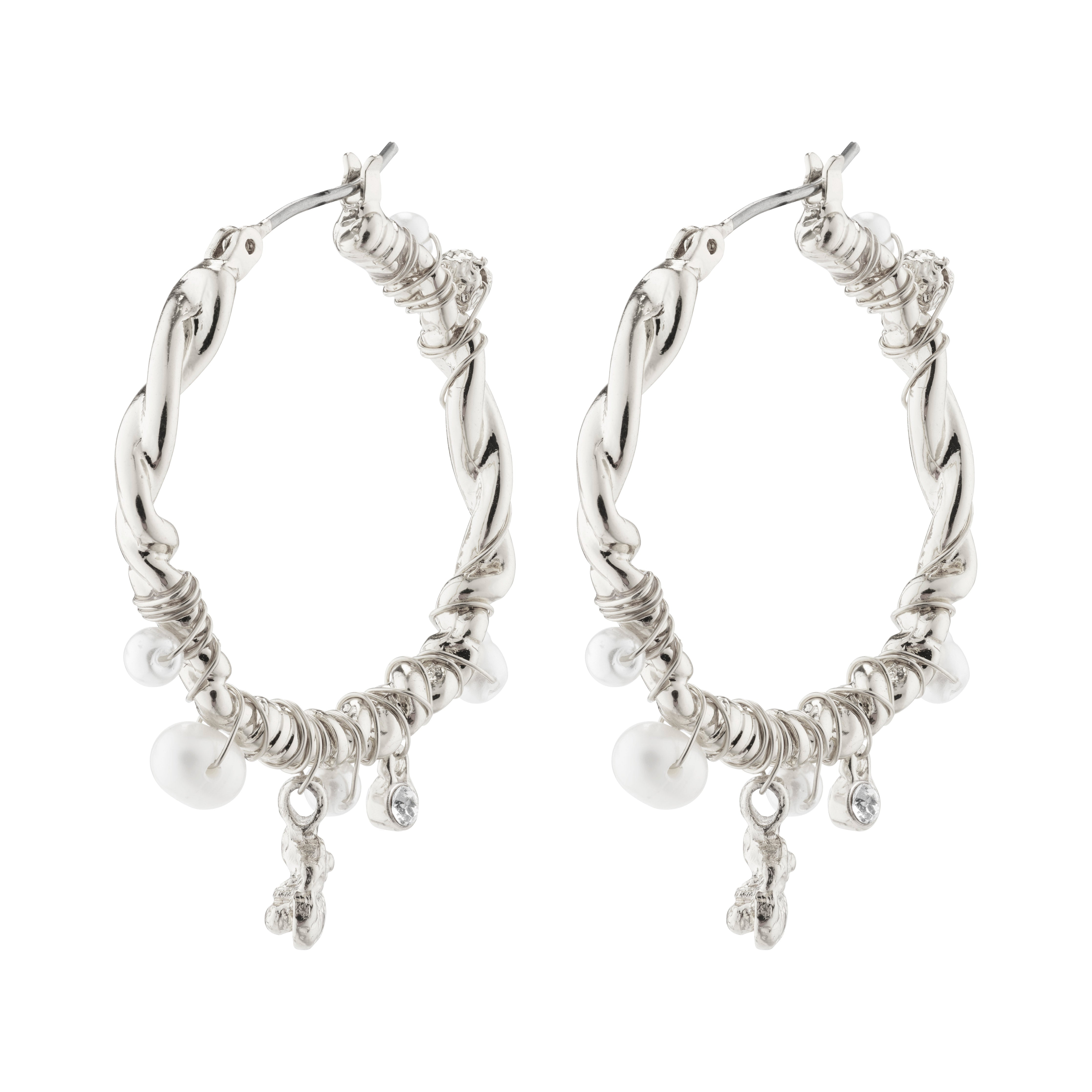 Pilgrim ANA perler & krystal hoops sølvbelagt