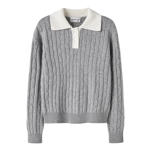NAME IT Polo Striktrøje Nessa Grey Melange