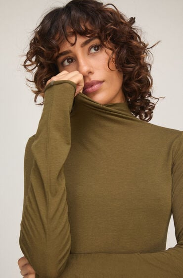 Hunkemöller super soft rullekrave bluse med cashmere Grøn