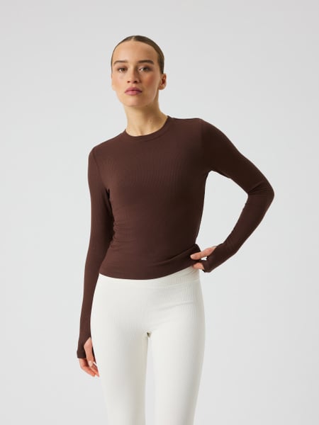 Björn Borg Studio Ribbed Cropped Long Sleeve Brun, M