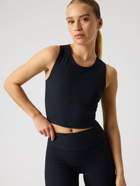 Björn Borg Studio Ribbed Cropped Tank Top Sort, XXL