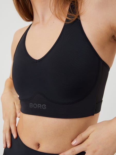 Björn Borg Borg Mid V Support Sports Bra Sort, XL