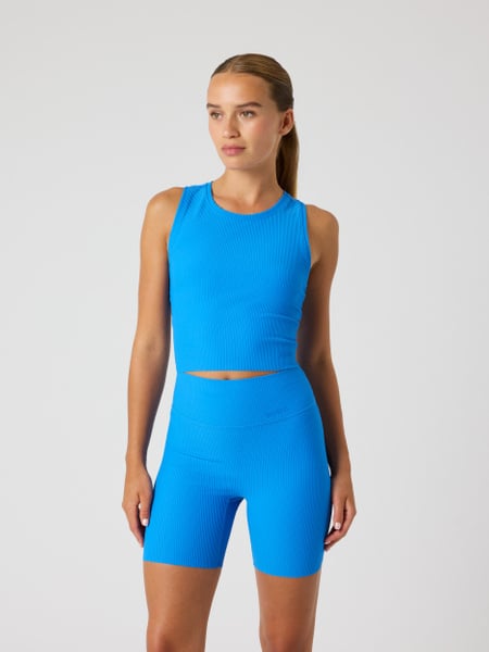 Björn Borg Studio Ribbed Cropped Tank Top Blå, XXL
