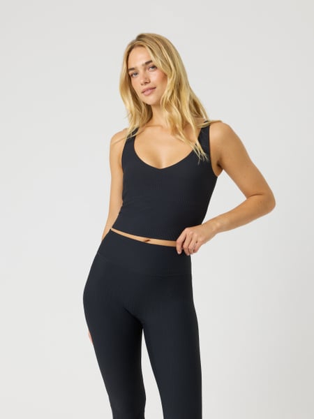 Björn Borg Studio Ribbed V-neck Top Sort, S