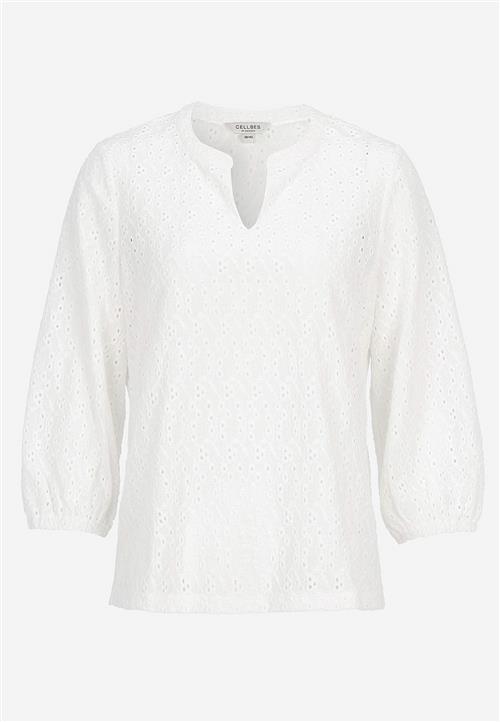 Cellbes of Sweden Jerseytop med broderet hulmønster
