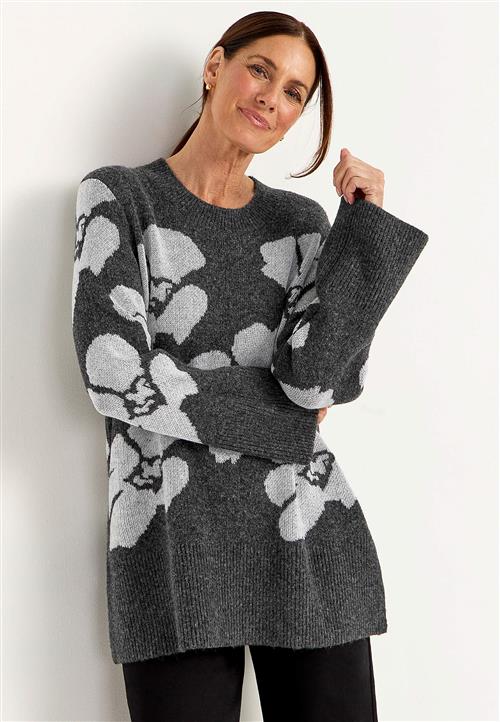 Cellbes of Sweden Blomstret, jacquard-strikket trøje