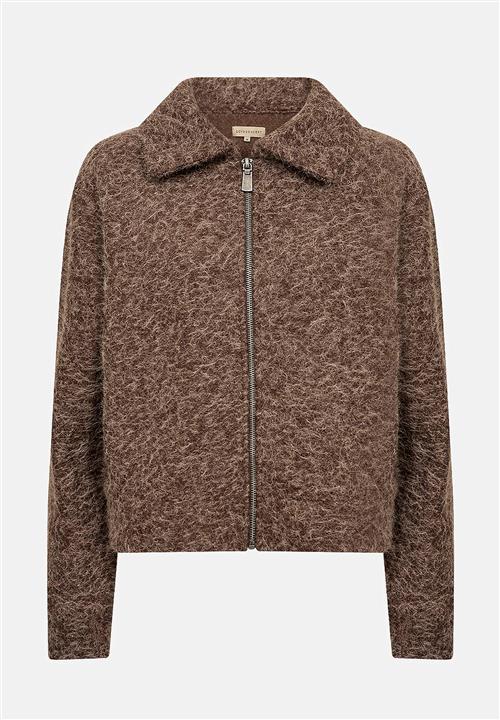 Soyaconcept Fintstrikket cardigan med lynlås
