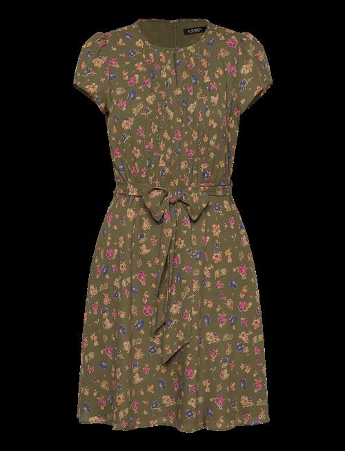 Lauren Ralph Lauren | Floral Belted Georgette Pintucked Dress | 40