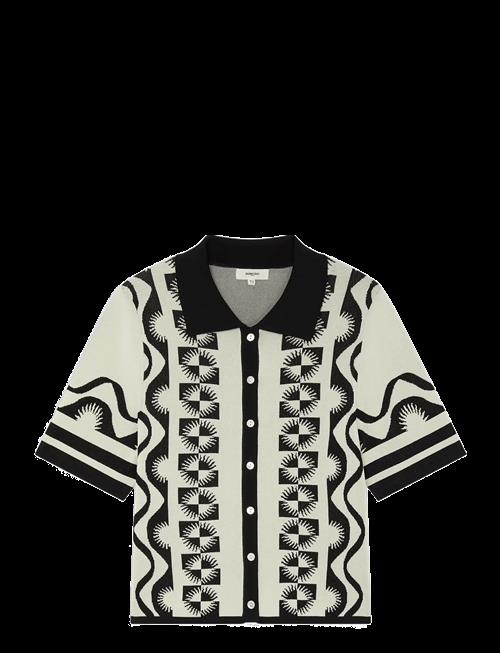 SUNCOO Paris | Gabera - Black And White Jacquard Polo Jumper | XS