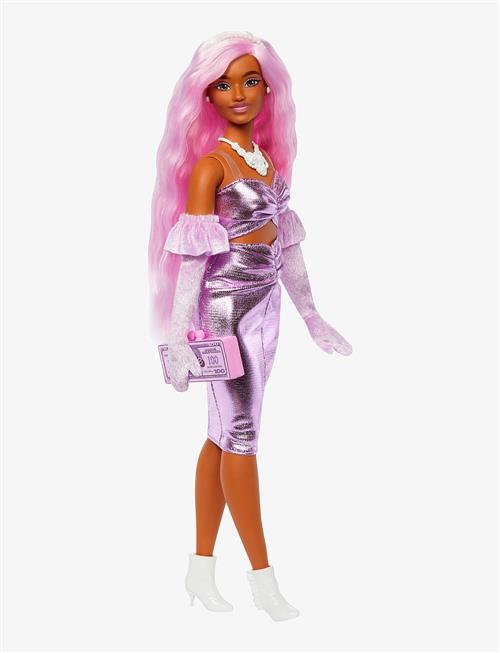 Barbie | Deluxe Style Doll #1 In Glossy Pink Core Dress With Velvet Gloves, Pink Hair | ONE SIZE