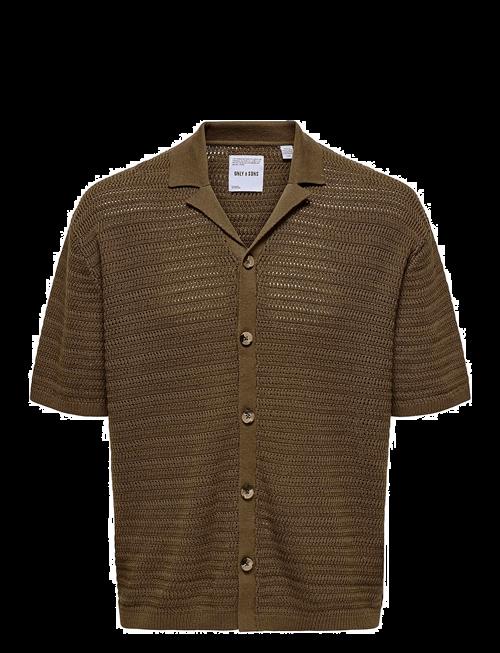 ONLY & SONS | Onsthiago Ovz 7 Ss Resort Crochet Shirt | XS