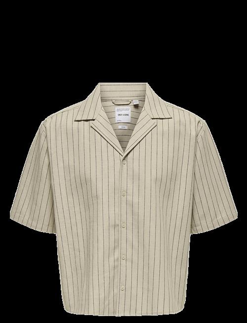 ONLY & SONS | Onsemilo Rlx Ss Linen Resort Shirt 0256 | L