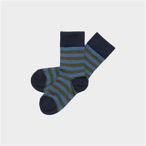 FUB 2-Pack Classic Striped Socks Dark Navy Moss Dark Navy Moss 25-28 EU  Marineblå  25-28 EU  Drenge, Piger