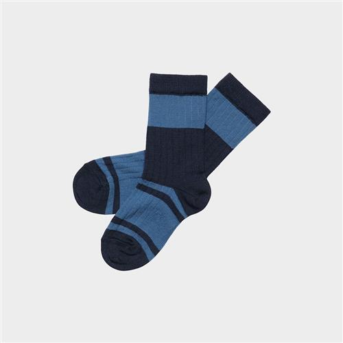 FUB 2-Pack Colour Block Striped Socks Deep Indigo Deep Indigo 22-24 EU  Blå  22-24 EU  Drenge, Piger