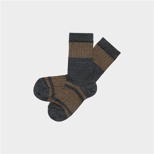 FUB 2-Pack Colour Block Striped Socks Hazel Melange Hazel Melange 25-28 EU  Brun  25-28 EU  Drenge, Piger