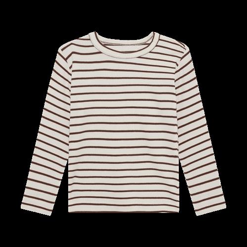 EnFant T-shirt LS Rib Stripe Chestnut Chestnut-86 cm  Brun  86 cm