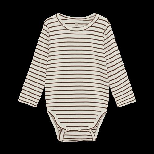 EnFant Body LS Rib Stripe Chestnut Chestnut-86 cm  Brun  86 cm